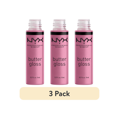 (3 pack) NYX Professional Makeup Butter Gloss, Non-Sticky Lip Gloss, Eclair, 0.27 Oz