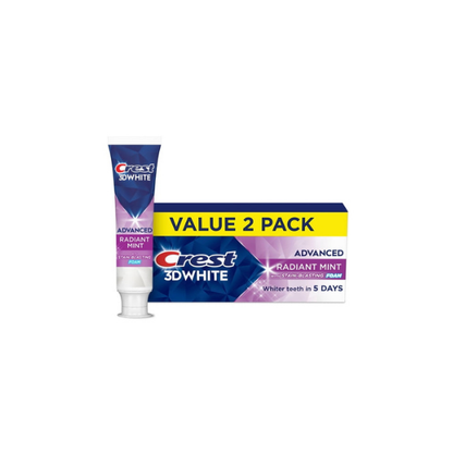 Crest Toothpaste, 3DWhite Advanced Whitening Toothpaste, Radiant Mint, 3.3 oz, 2 Pack