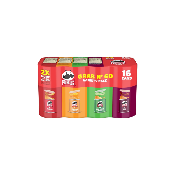 Pringles Potato Crisps Chips, Lunch Snacks, Variety Pack, 22oz Pack (16 Cans)