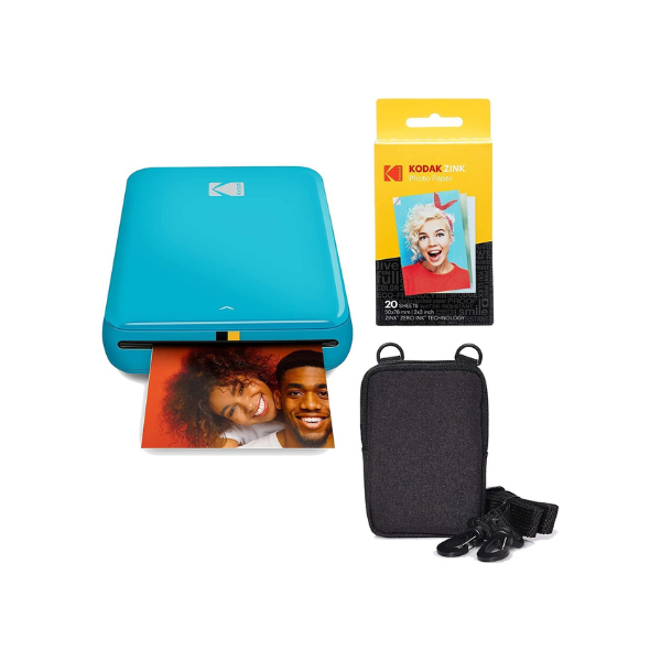 KODAK Step Instant Photo Printer with Bluetooth/NFC, Zink Technology & KODAK App for iOS & Android (Blue) Go Bundle