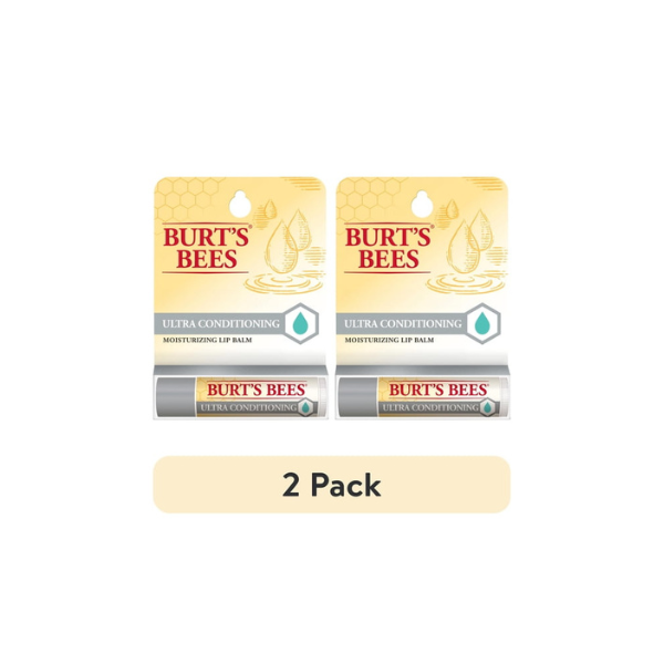 (2 pack) Burt's Bees Ultra Conditioning Moisturizing Lip Balm with Shea and Cocoa Butter, 0.15 oz.