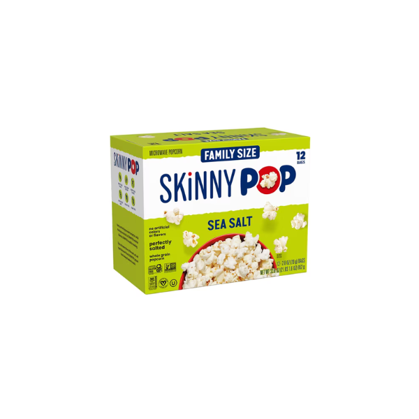 SkinnyPop Sea Salt, Gluten Free Microwave Popcorn Bags, 2.8 oz (12 Count)