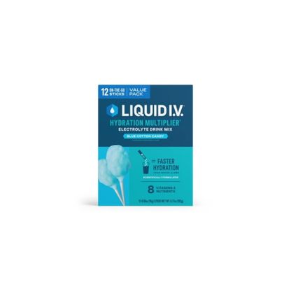 Liquid I.V. Blue Cotton Candy Hydration Multiplier Powdered Electrolyte Drink Mix, 12 Count Packets