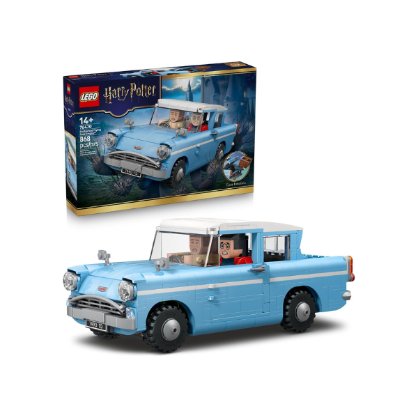 LEGO Harry Potter Enchanted Flying Ford Anglia Car Building Toy for Boys & Girls - Book Shelf & Bedroom Decor for Ages 14+ - W/Harry, Ron, & Hedwig Minifigures - Gift Idea for Birthdays - 76470