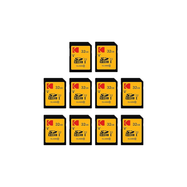 Kodak 32GB 10-Pack SDHC Card, UHS-I U1 V10 Premium, up to 85MB/s Read Speed, for Full HD Video and High-Resolution Pictures, Compatible with SDHC Standard (10-Pack)