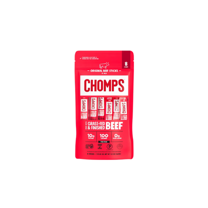Chomps Grass-Fed And Finished Original Beef Jerky Meat Snack (8 Count)