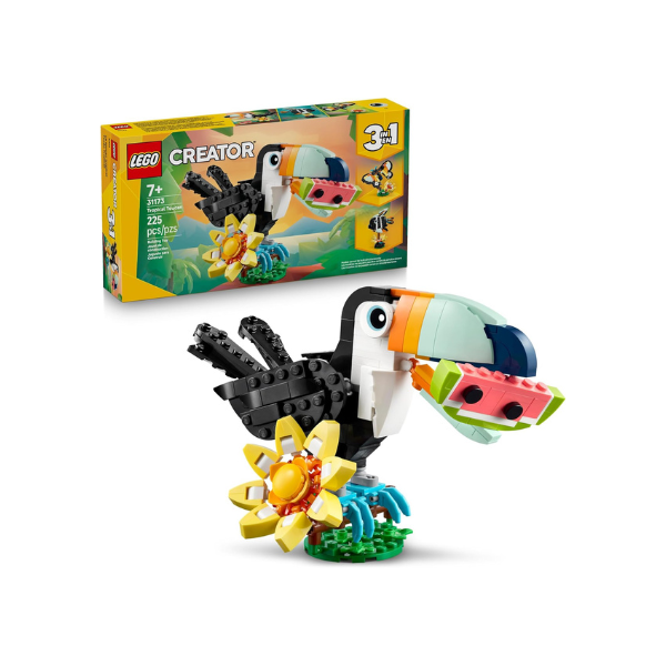 LEGO Creator 3 in 1 Wild Animals: Tropical Toucan Building Toy for Kids- Jungle Building Blocks & Learning Toy for Girls & Boys, Ages 7+ - Build 3 Animal Toys in 1 Set - Gift for Birthdays - 31173