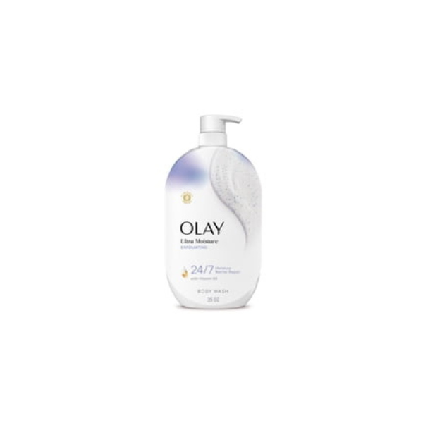Olay Ultra Moisture Exfoliating Body Wash, Vitamin B3 and Hyaluronic Blend, 35 fl oz