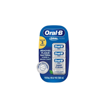 Oral‑B Floss, Glide Pro‑Health Deep Clean Waxed Dental Floss, Cool Mint, 40m, 3 Pack