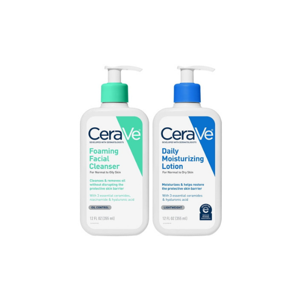 CeraVe Foaming Face Wash + Daily Moisturizing Lotion Bundle, 12 oz