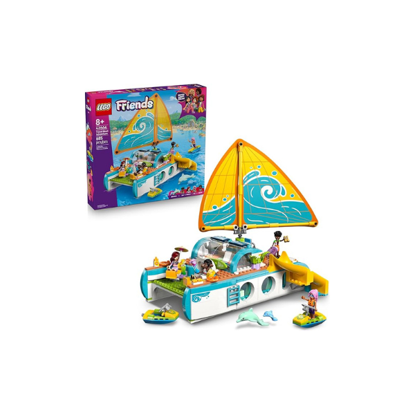 LEGO Friends Travel Boat Adventure Pretend Play Building Toy - Toy Boat Playset with Playful Dolphin Figurines and 4 Minidolls - Birthday Gift Idea for Girls and Boys, Ages 8 and Up - 42664