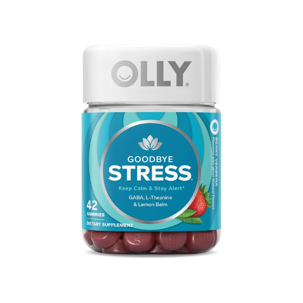 OLLY Goodbye Stress, Stress Support* Supplement, 50mg L-Theanine - 42 Count