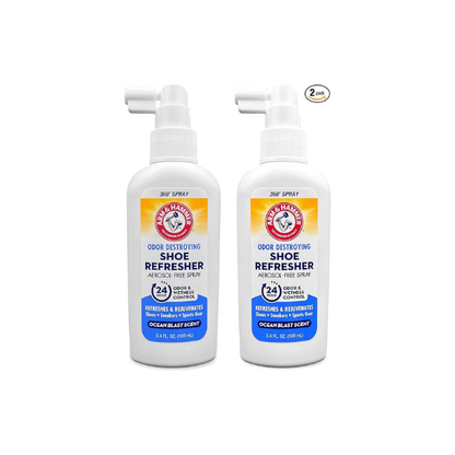 Arm & Hammer Shoe Refresher & Deodorizer Spray, Ocean Blast, 3.4 oz, 2 Pack