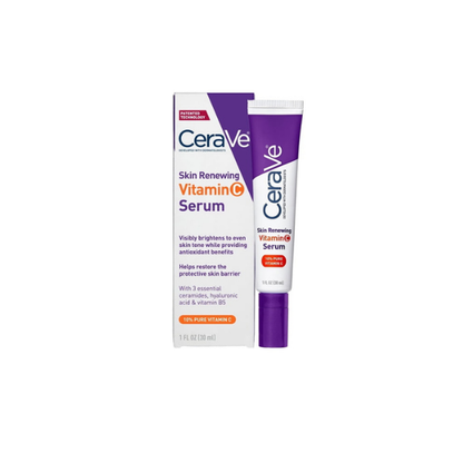 (2 pack) CeraVe Skin Renewing Vitamin C Serum, Brightening Antioxidant Serum for Dull Skin, 1 fl oz