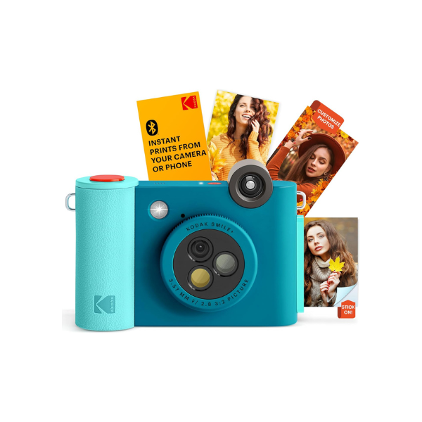 Kodak Smile+ 2-in-1 Digital Instant Print Camera & Wireless Bluetooth Photo Printer - 10MP, Special-Effect Rotating Lens, Zink 2x3” Sticky-Back Photos, Print via Fun App from Smart Devices - Blue
