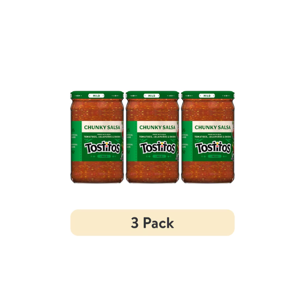 (3 pack) Tostitos Mild Chunky Salsa, No Artificial Colors, No Artificial Flavors, 24 oz Jar