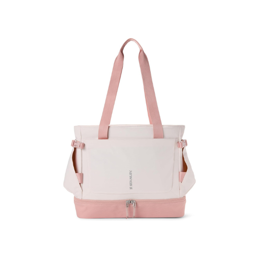 STANLEY Vitalize Tote| Gym, Work & Travel Bag with Laptop Sleeve | Expandable Bottom Compartment | Tumbler & Water Bottle Pockets | Durable Recycled Fabric | Rose Quartz
