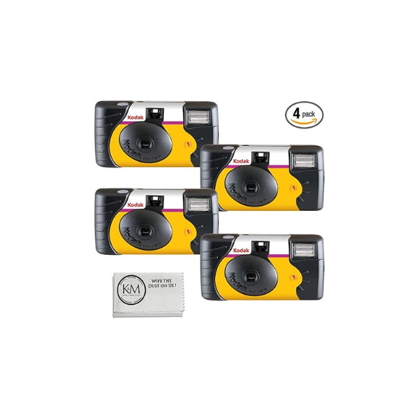 Kodak Power Flash 35mm One-Time-Use Disposable Camera (ISO-800) (4 Pack)