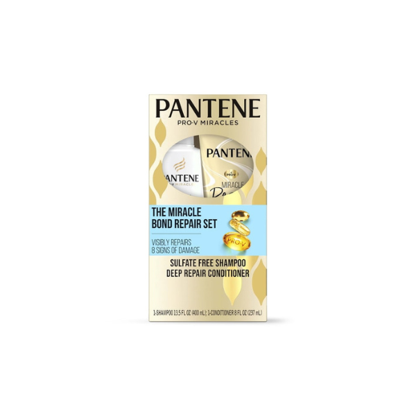 Pantene Sulfate-Free Pro-V Miracles Bond Repair Keratin + Vitamin E Shampoo, 13.5oz and Miracle Rescue Deep Repair Conditioner, 8oz