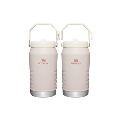 Stanley IceFlow Flip Straw Jug with Handle 64 oz| Twist On Lid and Flip Up Straw | Leak Resistant for Travel and Sports | Insulated Stainless Steel | BPA-Free | Rose Quartz, 64 Ounces (Pack of 2)