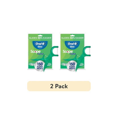 (2 pack) Oral‑B Floss, Glide Mint Floss Picks with Scope, 150 Count