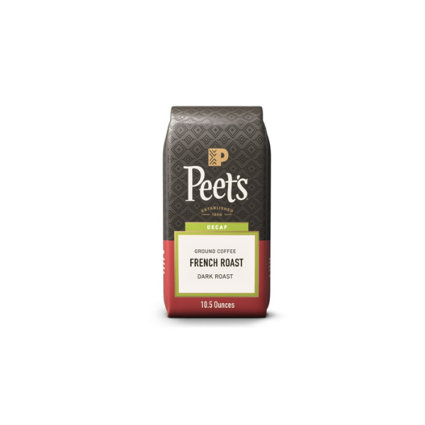 Peet's Coffee Decaf French Roast Premium Dark Roast Ground Coffee, Arabica, 10.5 oz