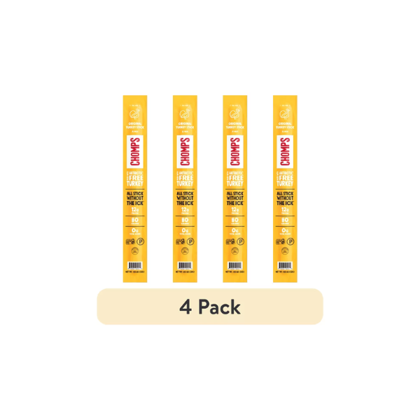 (4 pack) Chomps Original Turkey Jerky Meat Snack Stick (1.15oz Stick)