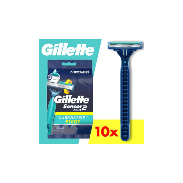 Gillette Sensor 2 Plus Pivoting Men 2 Blade Disposable Razor,10 count