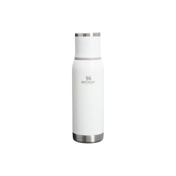 Stanley Adventure-To-Go Vacuum Bottle 25 oz | Wide Mouth with Leakproof Cup Lid | Keep Drinks Hot or Cold | Packable for Travel | Insulated Stainless Steel Thermal Bottle | BPA-Free | Frost White