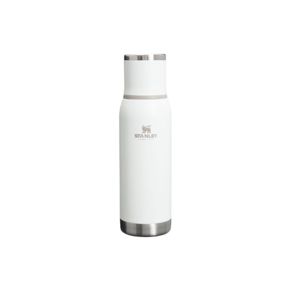 Stanley Adventure-To-Go Vacuum Bottle 25 oz | Wide Mouth with Leakproof Cup Lid | Keep Drinks Hot or Cold | Packable for Travel | Insulated Stainless Steel Thermal Bottle | BPA-Free | Frost White
