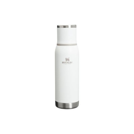 Stanley Adventure-To-Go Vacuum Bottle 25 oz | Wide Mouth with Leakproof Cup Lid | Keep Drinks Hot or Cold | Packable for Travel | Insulated Stainless Steel Thermal Bottle | BPA-Free | Frost White