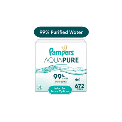Pampers Aqua Pure Baby Wipes Unscented, 12-Pack, 672 Total Wipes (Select for More Options)