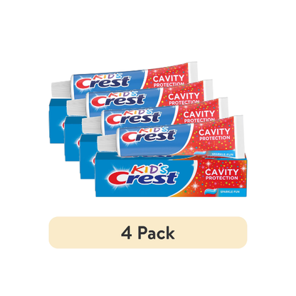 (4 pack) Crest Toothpaste, Kids Cavity Protection Toothpaste, Sparkle Fun Flavor, 4.6 oz, For Ages 3+