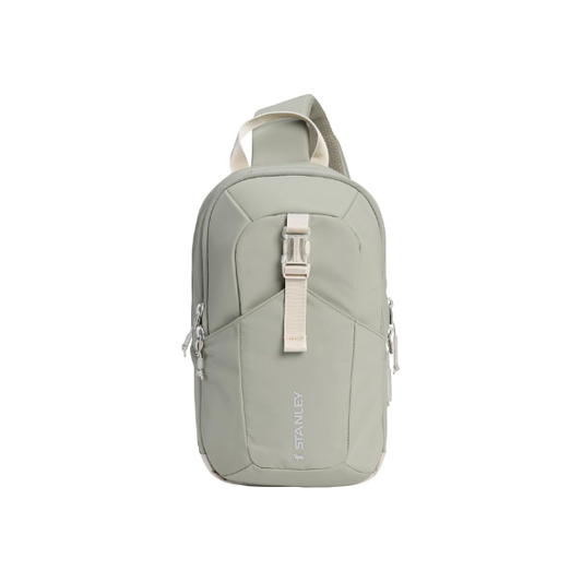 STANLEY Vitalize Crossbody Bag | Hydration Sling with Zippered Drinkware Compartment | Adjustable Strap | Multiple Storage Pockets | Durable Recycled Fabric | Sage Grey