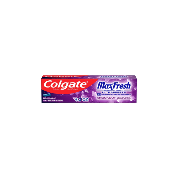 Colgate Max Fresh Knockout with Whitening Toothpaste with Mini Breath Strips, Mint Toothpaste, 6.3 Oz Tube