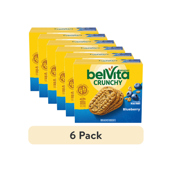 (6 pack) belVita Breakfast Bars Biscuits, Blueberry, 5 Packs (4 Biscuits Per Pack)