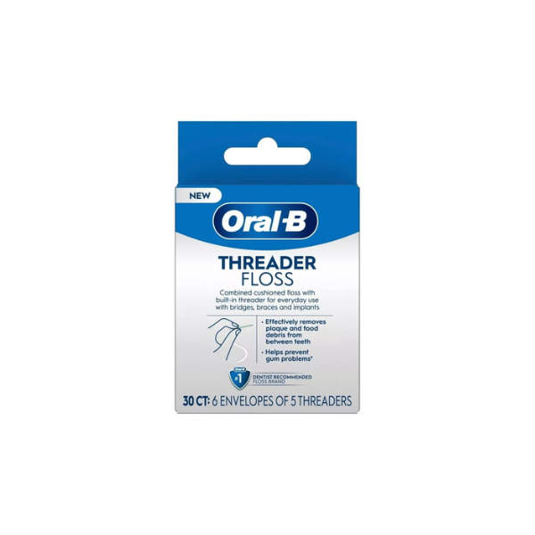 Oral B Threader Floss for Braces and Dental Work, 30 Count