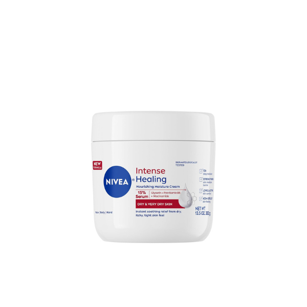 NIVEA Intense Healing Body Cream for Dry Skin, 15% Serum, Glycerin, 13.5 Oz