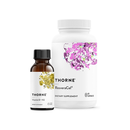 THORNE - Cellular Support Bundle - Vitamin D + K2 Liquid and ResveraCel - Support Healthy Bones, Muscles, and Aging