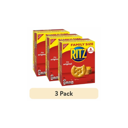 (3 pack) RITZ Original Crackers, Snacks for Kids and Adults, Lunch Snacks, Family Size, 20.5 oz