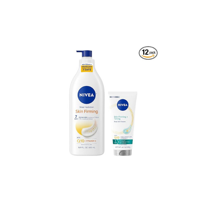 NIVEA Skin Firming Skin Care Set, Body Lotion and Gel Cream, 11.8 Fl Oz (Pack of 12)