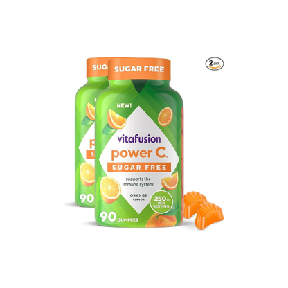 Vitafusion Sugar Free Power C Vitamin C Gummies,Daily Adult Vitamins for Immune System Support (1),Orange Flavor,90 Count (Pack of 2)
