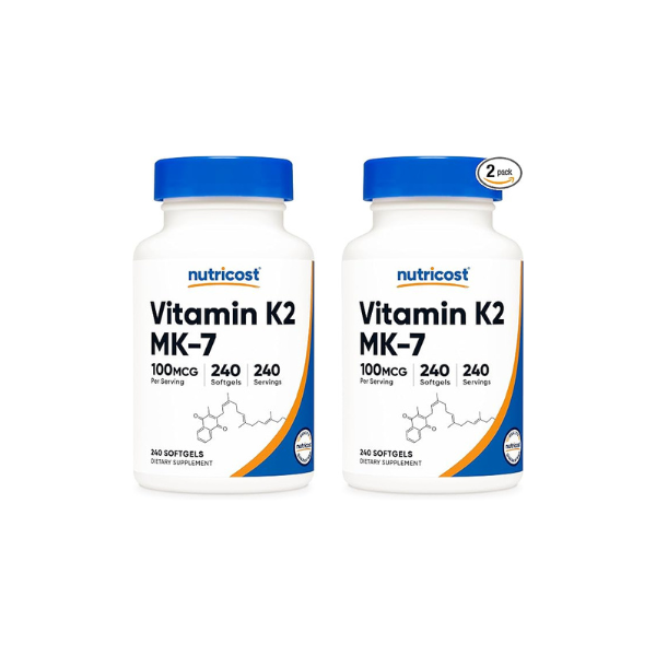 Nutricost Vitamin K2 MK-7 100 mcg, 240 Softgels - Gluten Free and GMO-Free MK7 (Pack of 2)