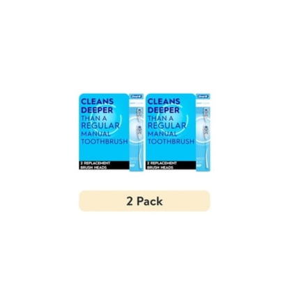 (2 pack) Oral-B Toothbrush Heads, Deep Clean Battery Powered Toothbrush Replacement Brush Heads, 2 Count