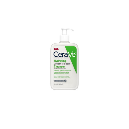 CeraVe Hydrating Cream-to-Foam Facial Wash, Fragrance Free Makeup Remover with Hyaluronic Acid for Dry Skin, 16 fl oz
