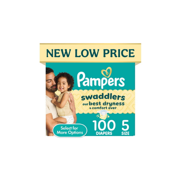 Pampers Swaddlers Fragrance Free Baby Diapers Size 5, 100 Count (Select for More Options)