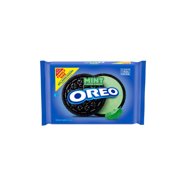 OREO Mint Creme Chocolate Sandwich Cookies, Family Size, 18.71 oz