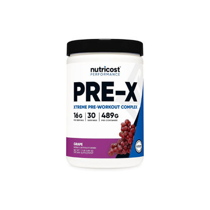 Nutricost Pre-X Extreme Pre-Workout Powder Complex (Grape) 30 Servings