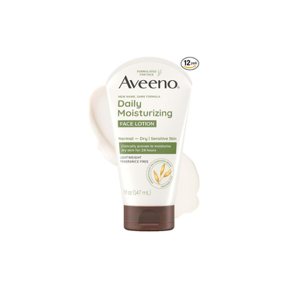 Aveeno Daily Moisturizing Face Lotion, Fragrance-Free, 5 Ounce (Pack of 12)