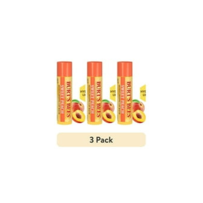(3 pack) Burt's Bees Sweet Peach Moisturizing Lip Balm, 100% Natural Origin, 0.15 oz